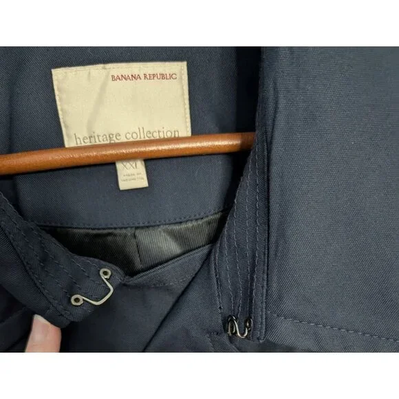 Banana Republic Heritage Collection XXL Navy Water Repellent Officer Coat Winter